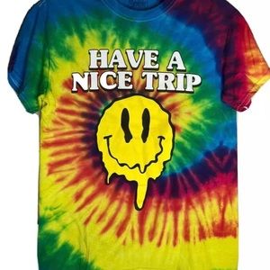 Have a Nice Trip Smiley Tie Dye Men’s Graphic T-Shirt Size Small